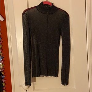 Free People Sheer Sparkly Turtle-Neck